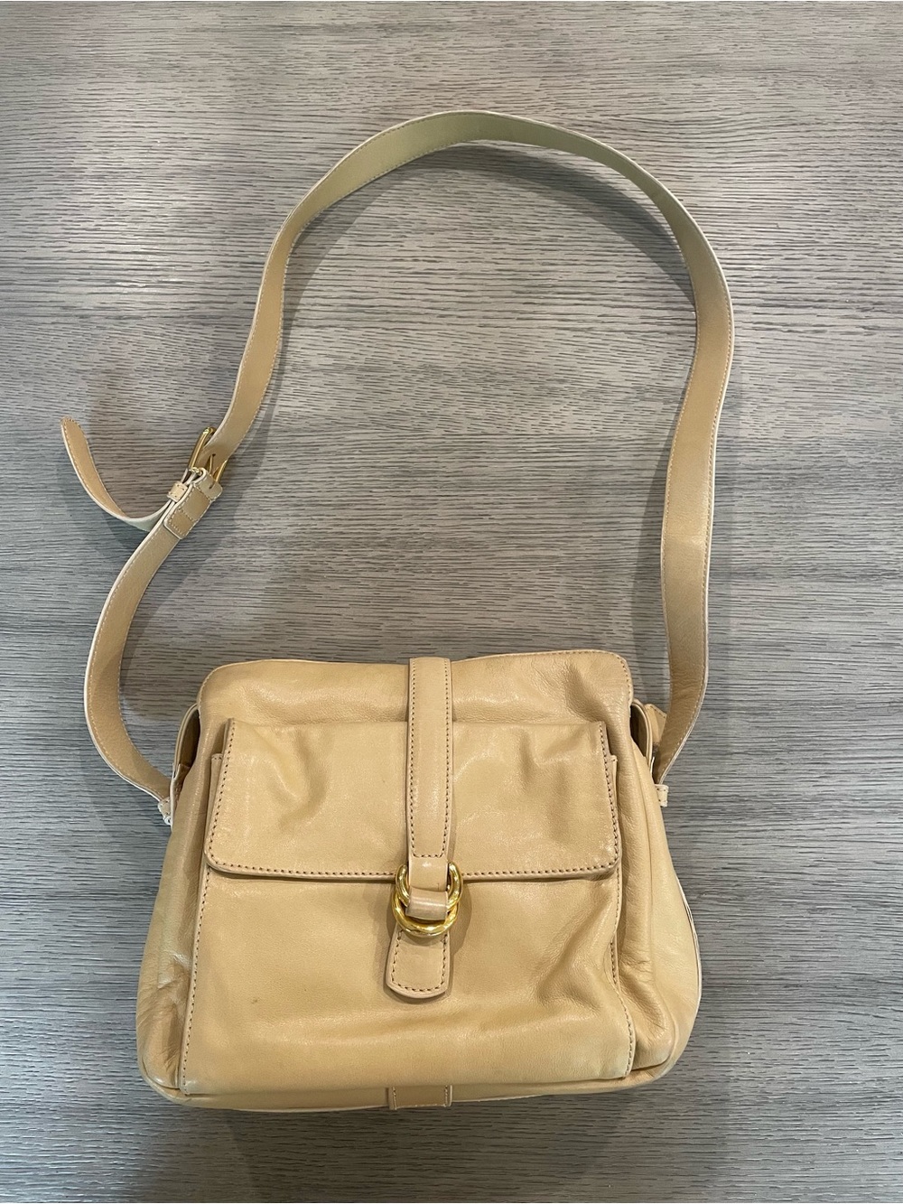Classic Beige Italian Leather Crossbody Bag - Timeless Everyday Style
